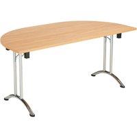 TC Group One Union Semi-Circular Folding Table Beech/Chrome 1600mm x 800mm (857TT)