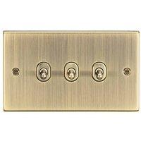 Knightsbridge 10AX 3-Gang 2-Way Light Switch Antique Brass (857TY)