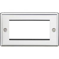 Knightsbridge Raised Rounded 4-Module Modular Faceplate Polished Chrome (857YA)