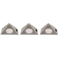 LAP Triangular LED CCT Cabinet Downlights Satin Nickel 15W 3 x 400lm 3 Pack (858FX)