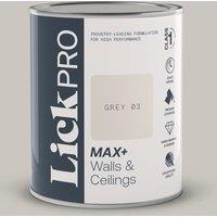 LickPro Max+ 1Ltr Grey 03 Matt Emulsion Paint (858TM)