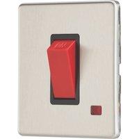 Contactum Lyric 45A 1-Gang DP Control Switch Brushed Steel with Neon with Black Inserts (859RR)