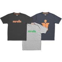 Scruffs Houghton Worker Short Sleeve T-Shirts Grey / Navy / Black 2X Large 47" Chest 3 Pack (860YW)