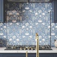 Laura Ashley Clear with Brushed Brass Caps Kitchen Splashback 900mm x 750mm x 6mm (861JM)