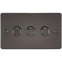 Knightsbridge 3-Gang 2-Way LED Intelligent Dimmer Switch Gunmetal (863PX)
