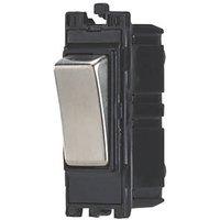 Contactum 10AX 2-Way Modular Light Switch Brushed Steel with Black Inserts (863RV)