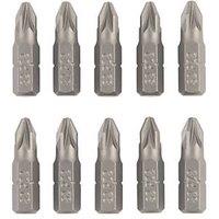 Titan 6.35mm 25mm Hex Shank PZ2 Screwdriver Bits 10 Pack (864PT)