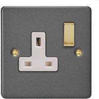 Varilight 13A 1-Gang 2-Pole Switched Socket Graphite Grey with White Inserts (864YT)