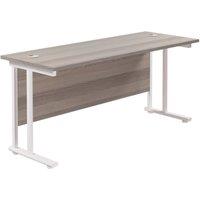 TC Group Aztec Twin Upright Rectangular Office Desk Grey Oak/White 1600mm x 600mm (865TT)