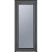 Crystal Fully Glazed 1-Obscure Light Left-Handed Anthracite Grey uPVC Back Door 2090mm x 890mm (866JP)
