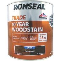 Ronseal 2.5Ltr Dark Oak Satin Water-Based Exterior Wood Stain (866KH)