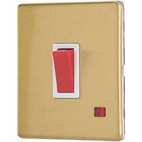 Contactum Lyric 32A 1-Gang DP Control Switch Brushed Brass with Neon with White Inserts (866RP)