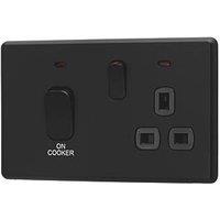 Arlec 45A 2-Gang DP Cooker Switch Black with Neon with Colour-Matched Inserts (866RU)