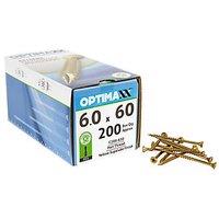 Optimaxx PZ Countersunk Wood Screws 6mm x 60mm 200 Pack (866TY)