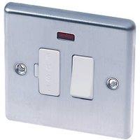 LAP 13A Switched Fused Spur with LED Brushed Stainless Steel with White Inserts (86756)