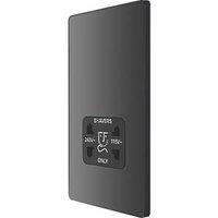 British General Evolve 2-Gang Dual Voltage Shaver Socket 115/240V Black Chrome with Black Inserts (868RF)