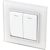 Retrotouch Crystal 10A 2-Gang 2-Way Light Switch White Glass (8698J)