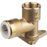 Flomasta Brass Push-Fit Adapting 90 Wall Plate Elbow 15mm x 1/2" (869KR)