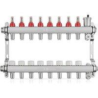 JG Underfloor 8 Port LowFit Heating Manifold Brushed Steel (869TY)
