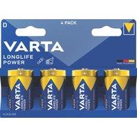 Varta Longlife Power D 1.5V Alkaline Batteries 4 Pack (869YW)