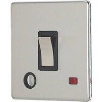 Contactum Lyric 20A 1-Gang DP Control Switch & Flex Outlet Brushed Steel with Neon with Black Inserts (871RP)