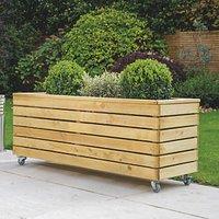 Forest Linear Rectangular Garden Planter with Wheels Natural Timber 1200mm x 400mm x 496mm (873JN)