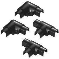 D-Line PVC Black Micro Trunking Equal Tee Flat Bend Pack 4 Pieces (874RA)