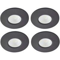 Spa Rhom Fixed Fire Rated LED Downlights Black 8W 900lm 4 Pack (874VJ)