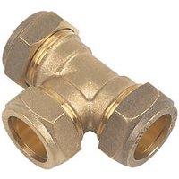Flomasta Brass Compression Equal Tees 22mm 2 Pack (87533)