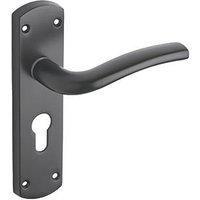 Designer Levers Goodrich Fire Rated Lever Euro Lock Door Handle Pair Matt Black (876KK)