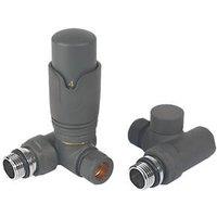 Towelrads 15mm x 1/2" Anthracite Angled Modern Thermostatic Radiator Valve & Lockshield (876RY)