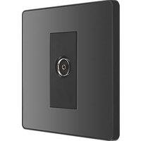 British General Evolve 1-Gang Coaxial TV / FM Socket Black Chrome with Black Inserts (877RF)