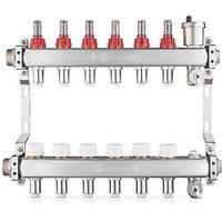 JG Underfloor 6 Port LowFit Heating Manifold Brushed Steel (877TY)