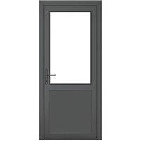 Crystal 1-Panel 1-Clear Light Right-Handed Anthracite Grey uPVC Back Door 2090mm x 840mm (878KF)