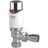 Drayton TRV4 15mm x 1/2" White/Chrome Angled Thermostatic Radiator Valve & Lockshield (881RG)