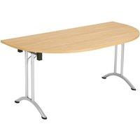 TC Group One Union Semi-Circular Folding Table Nova Oak/Silver 1600mm x 800mm (881TT)