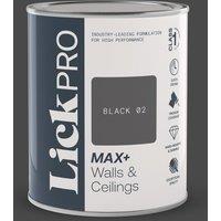 LickPro Max+ 1Ltr Black 02 Matt Emulsion Paint (882TM)
