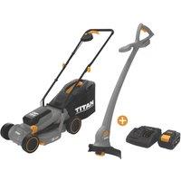 Titan 18V 1 x 5Ah Li-Ion EXT Cordless Lawnmower & Grass Trimmer Set (882YC)