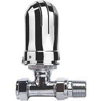 Flomasta 1/2" x 15mm Chrome Straight Modern Thermostatic Radiator Valve Head & Body (883KR)