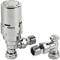 Danfoss RAS-D 10/15mm x 1/2" Chrome Angled & L/S Modern Thermostatic Radiator Valve & Lockshield (88443)