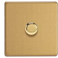 Varilight 1-Gang Slave Multi-Way LED Dimmer Switch Brushed Brass with Colour-Matched Inserts (884YT)