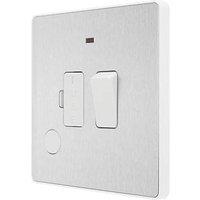 British General Evolve 13A Switched Fused Spur with LED Brushed Steel with White Inserts (885PX)