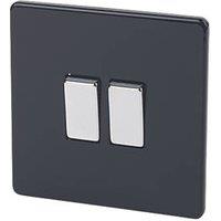 Varilight 10AX 2-Gang 2-Way Light Switch Jet Black (88641)