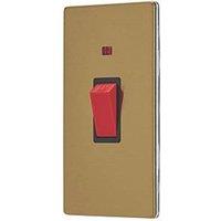 Contactum Lyric 45A 1-Gang DP Control Switch Brushed Brass with Neon with Black Inserts (886RP)