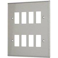 Contactum iConic 8-Module Grid Faceplate Brushed Steel (887RR)