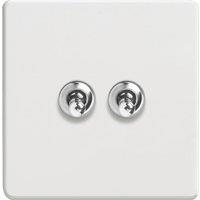Varilight 10A 2-Gang 2-Way Light Switch Ice White with Colour-Matched Inserts (887YT)