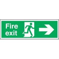 Essentials Non Photoluminescent "Fire Exit" Right Arrow Signs 150mm x 450mm 50 Pack (88958)