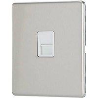 Contactum Lyric 1-Gang Slave Telephone Socket Brushed Steel with White Inserts (889RP)
