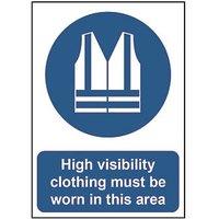 Essentials "High Visibility Clothing Must Be Worn In This Area" Sign 420mm x 297mm (890HL)