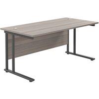 TC Group Aztec Twin Upright Rectangular Office Desk Grey Oak/Black 1600mm x 800mm (890TT)